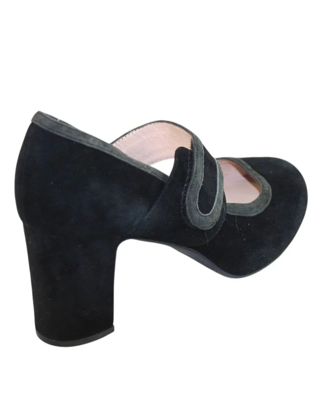Sacha London Black Soft Suede Retro Mary Jane Pumps Size 7